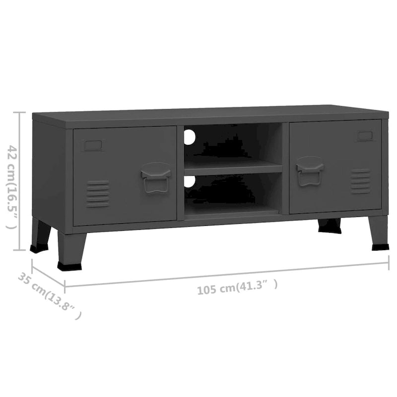 vidaXL Meuble TV Console TV Buffet Meuble Télévision Meuble Multimédia Armoire Métal - 105 x 35 x 42 cm