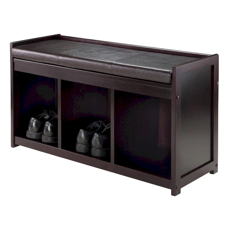 Banc de rangement Addison 2 pièces avec coussin, Espresso - 37,5 po L x 13,5 po P x 20,87 po H