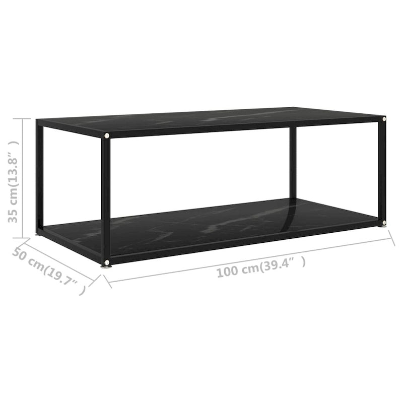 vidaXL Table basse noire 100x50x35 cm en verre trempé - 100 x 50 x 35