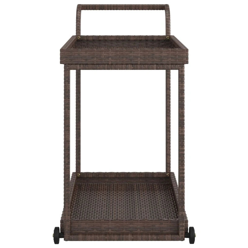 vidaXL Chariot de Bar d'Extérieur 2 Niveaux Desserte Roulante Chariot de Service en Rotin PE - 100 x 45 x 83 cm