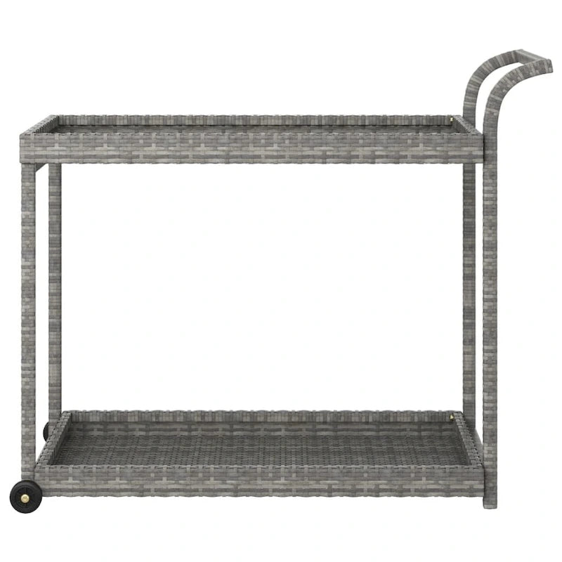 vidaXL Chariot de Bar d'Extérieur 2 Niveaux Desserte Roulante Chariot de Service en Rotin PE - 100 x 45 x 83 cm