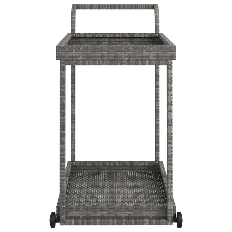 vidaXL Chariot de Bar d'Extérieur 2 Niveaux Desserte Roulante Chariot de Service en Rotin PE - 100 x 45 x 83 cm