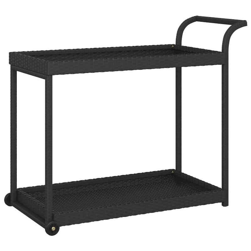 vidaXL Chariot de Bar d'Extérieur 2 Niveaux Desserte Roulante Chariot de Service en Rotin PE - 100 x 45 x 83 cm