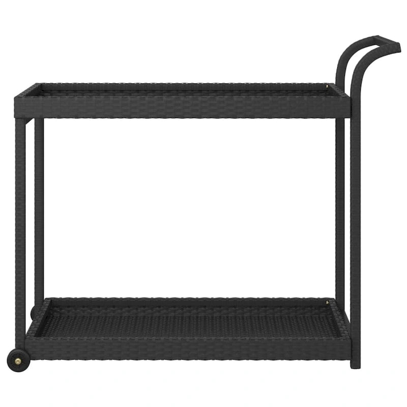 vidaXL Chariot de Bar d'Extérieur 2 Niveaux Desserte Roulante Chariot de Service en Rotin PE - 100 x 45 x 83 cm