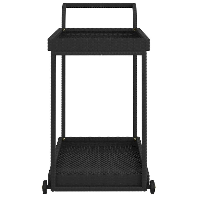 vidaXL Chariot de Bar d'Extérieur 2 Niveaux Desserte Roulante Chariot de Service en Rotin PE - 100 x 45 x 83 cm