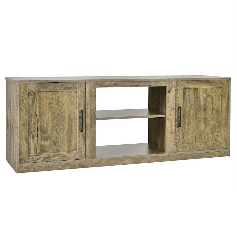 Meuble TV de 147 cm avec 2 placards de rangement et étagères réglables sur 3 positions