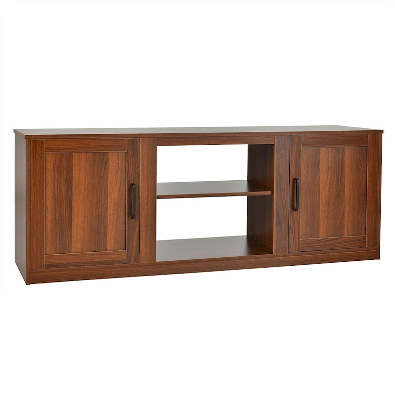 Meuble TV de 147 cm avec 2 placards de rangement et étagères réglables sur 3 positions