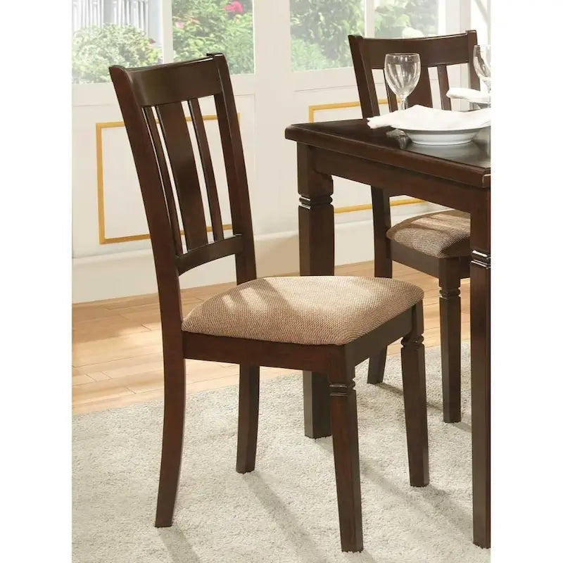 Chaise d'appoint à dossier à lattes tapissé de tissu, (Lot de 2) - 37 H x 21 L x 17,5 P Pouces
