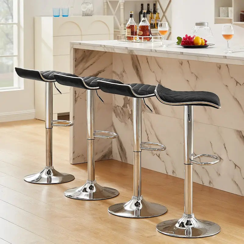 Tabourets de bar VECELO, hauteur réglable, sans dossier, en similicuir, pivotants, modernes, lot de 4