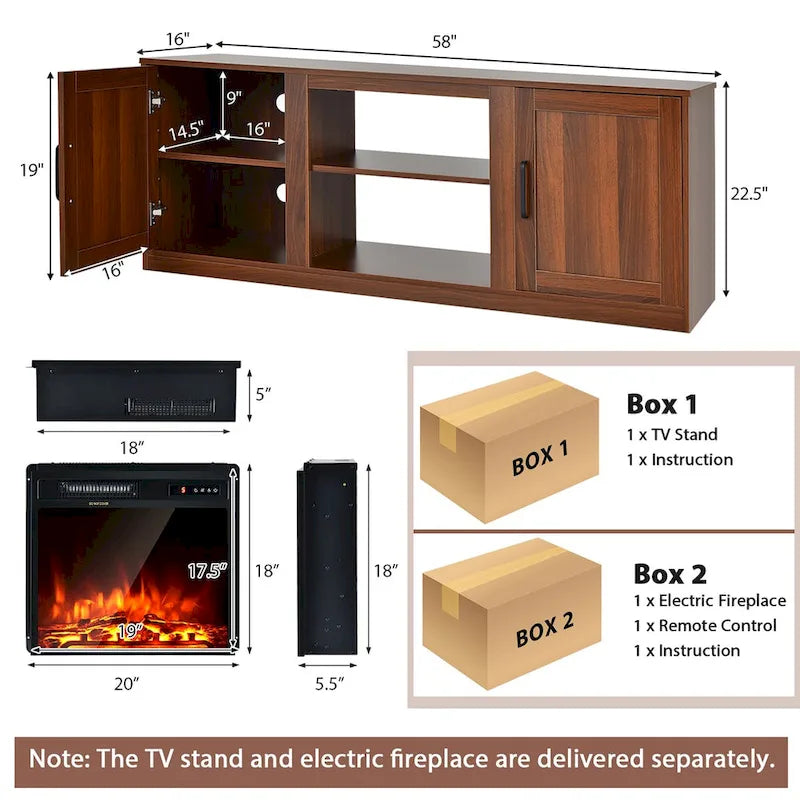 Meuble TV Costway 58" avec cheminée électrique 18"