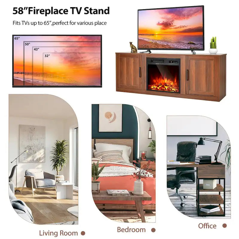 Meuble TV Costway 58" avec cheminée électrique 18"