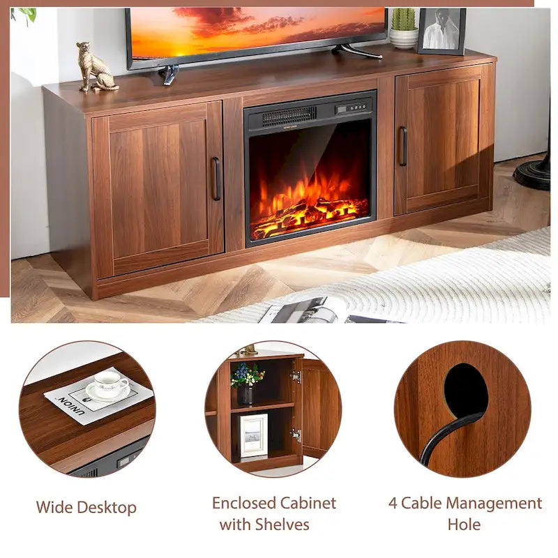Meuble TV Costway 58" avec cheminée électrique 18"