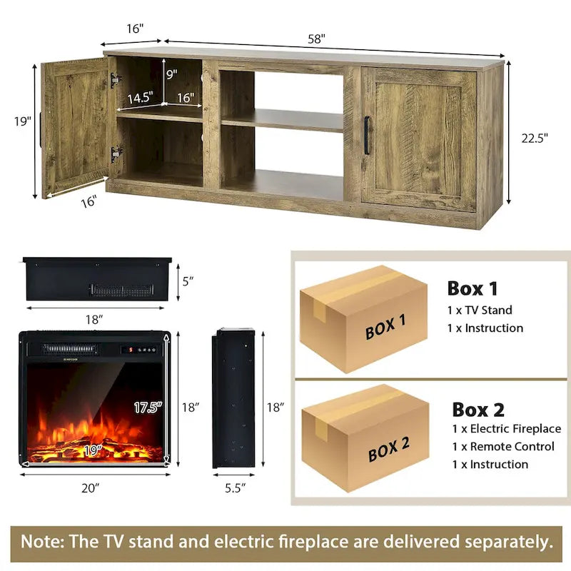 Meuble TV Costway 58" avec cheminée électrique 18"