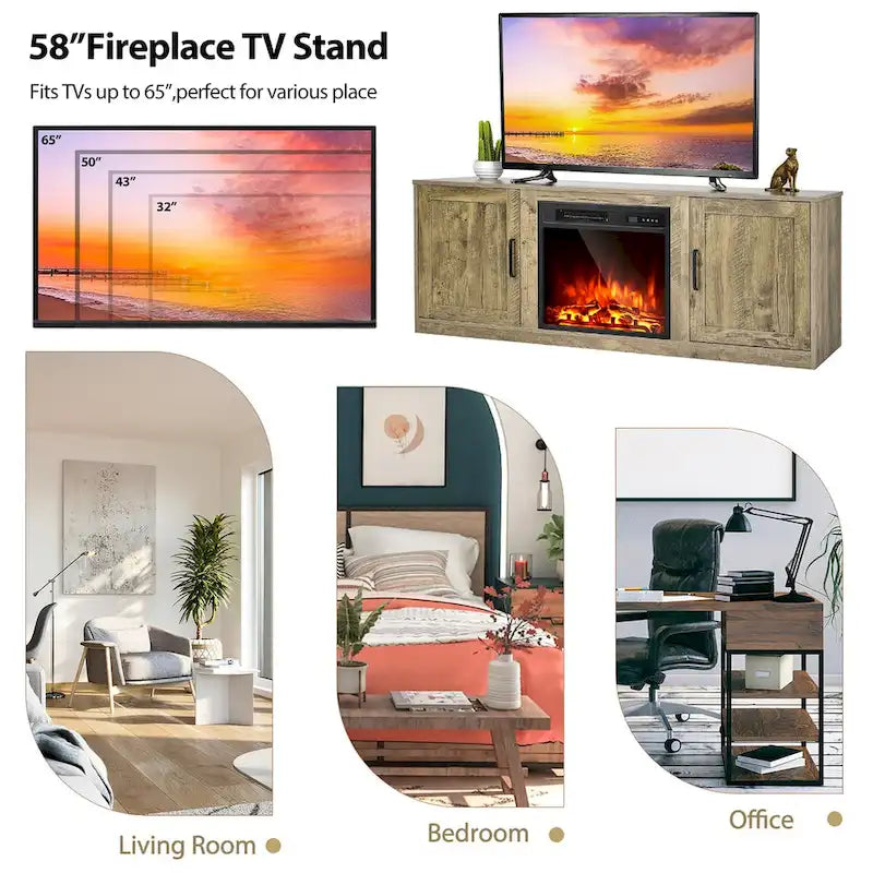 Meuble TV Costway 58" avec cheminée électrique 18"