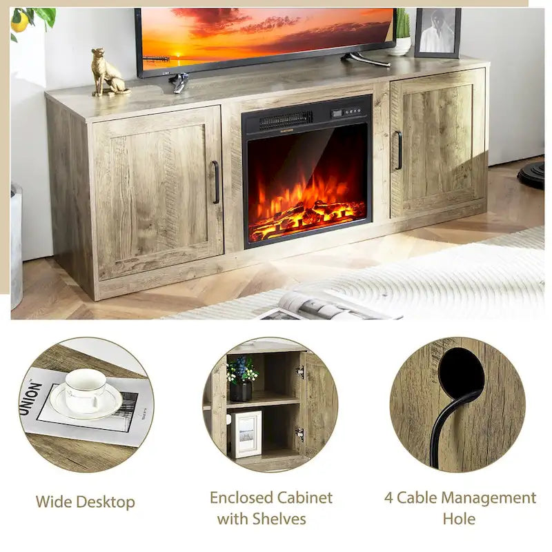 Meuble TV Costway 58" avec cheminée électrique 18"