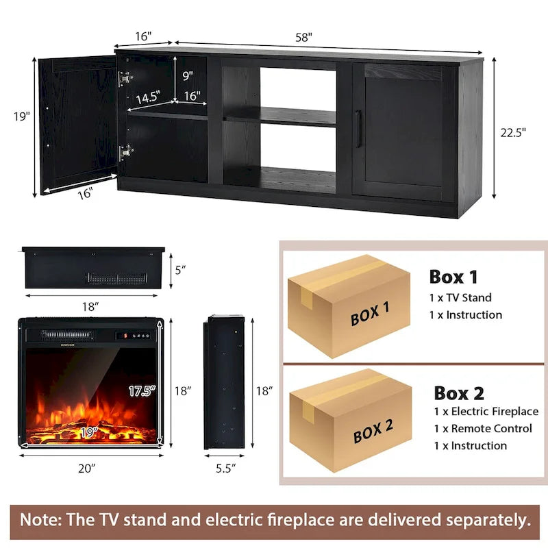 Meuble TV Costway 58" avec cheminée électrique 18"