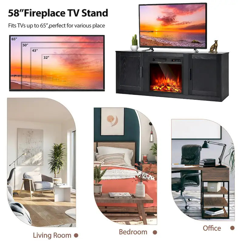 Meuble TV Costway 58" avec cheminée électrique 18"