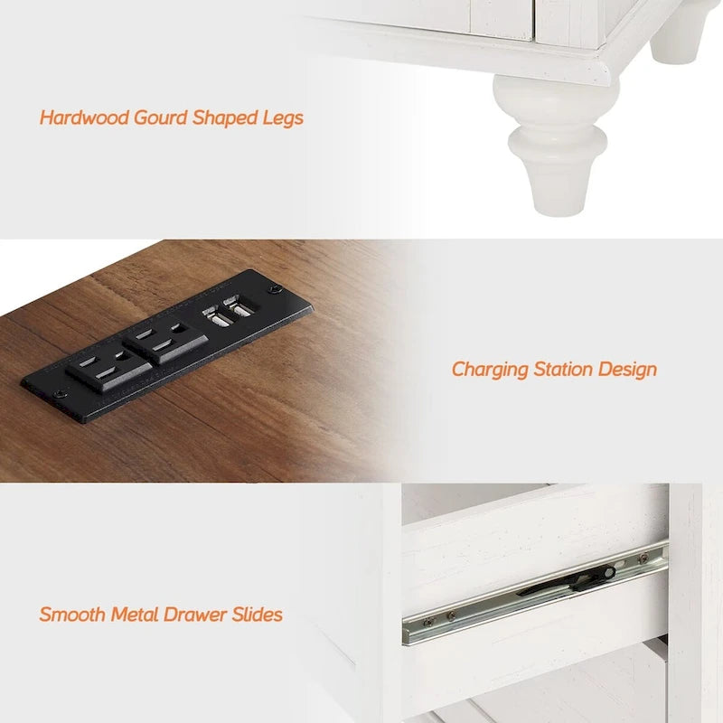 Meuble TV LED pour téléviseur 75 pouces, ensemble meuble TV et table d'appoint 3-en-1, blanc - 67 pouces