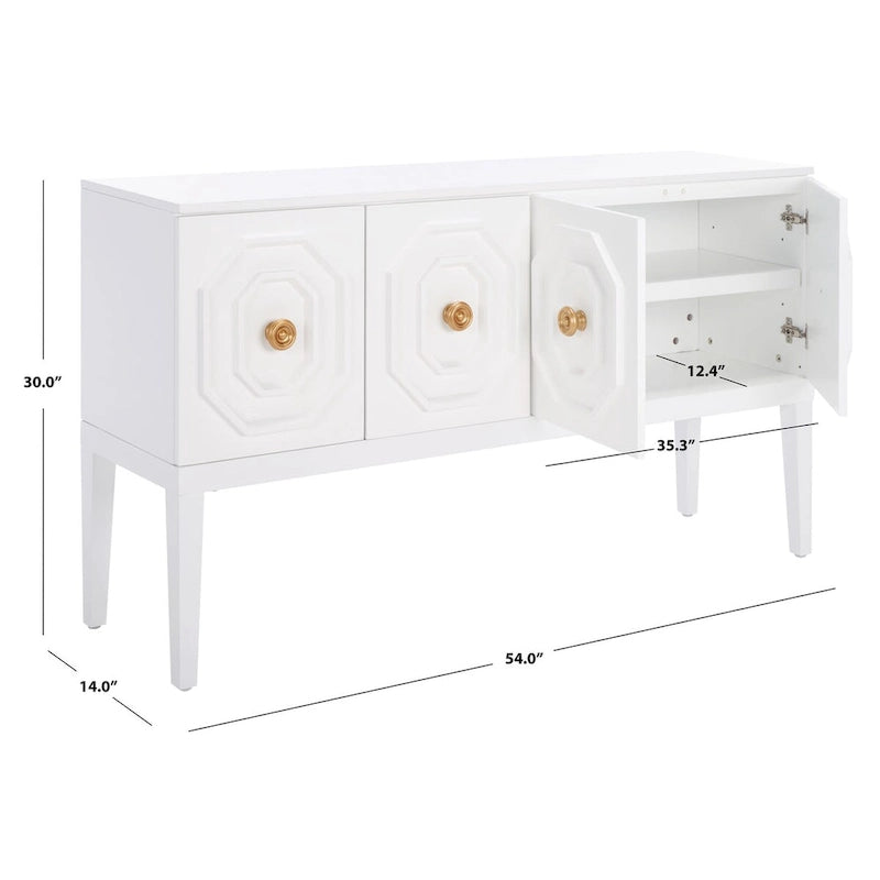 Buffet Chelsie 3 portes 2 étagères SAFAVIEH - 54 L x 14 P x 30 H - 54Lx14Px30H
