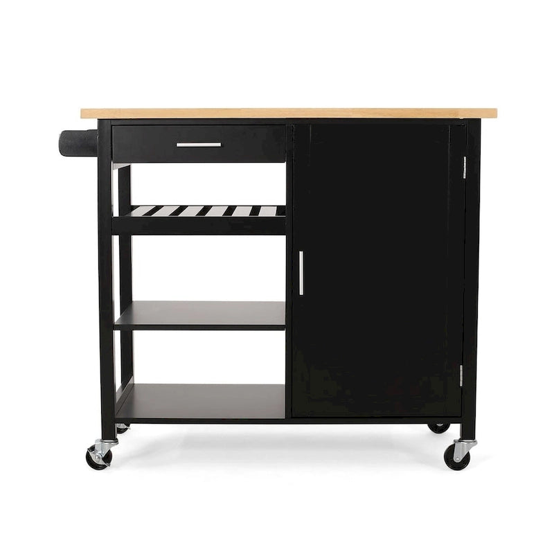 Chariot de cuisine moderne en bois avec roues, tiroir et armoire de Christopher Knight Home