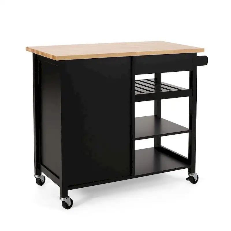 Chariot de cuisine moderne en bois avec roues, tiroir et armoire de Christopher Knight Home