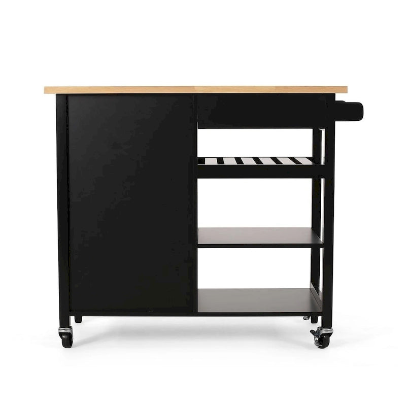 Chariot de cuisine moderne en bois avec roues, tiroir et armoire de Christopher Knight Home