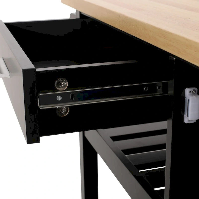 Chariot de cuisine moderne en bois avec roues, tiroir et armoire de Christopher Knight Home