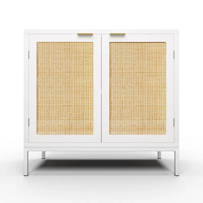 Buffet Anmytek en rotin et bois blanc avec 2 portes pour cuisine