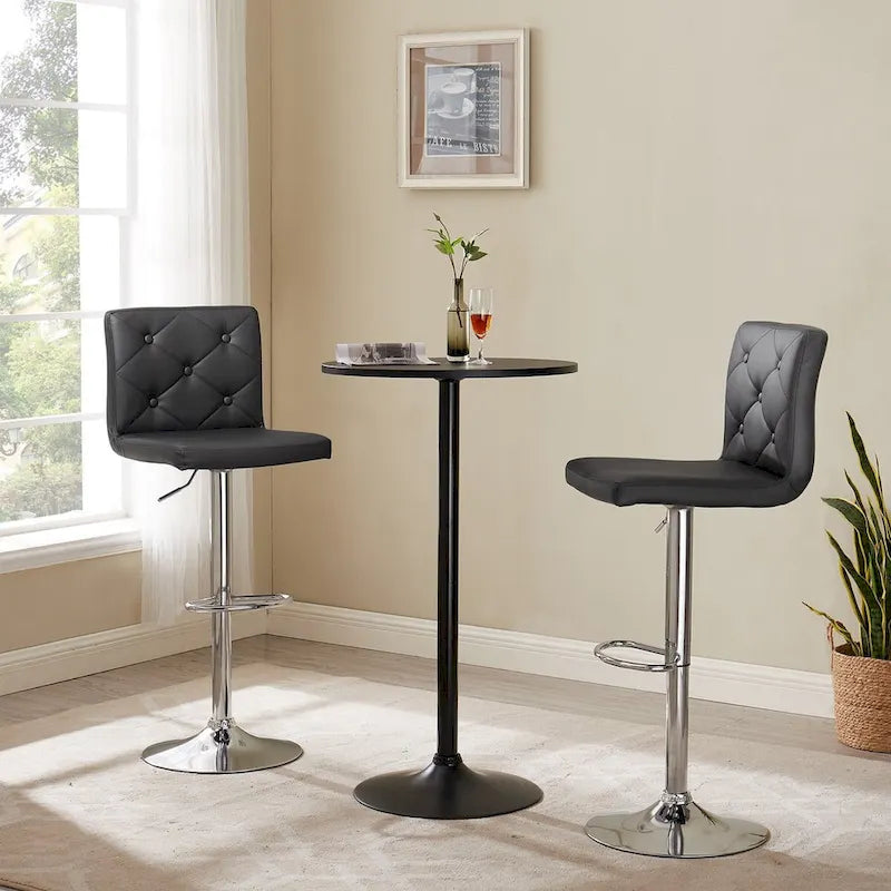 Javlergo Lot de 2 tabourets de bar réglables pivotants en cuir synthétique avec dossier et repose-pieds