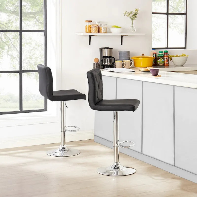 Javlergo Lot de 2 tabourets de bar réglables pivotants en cuir synthétique avec dossier et repose-pieds