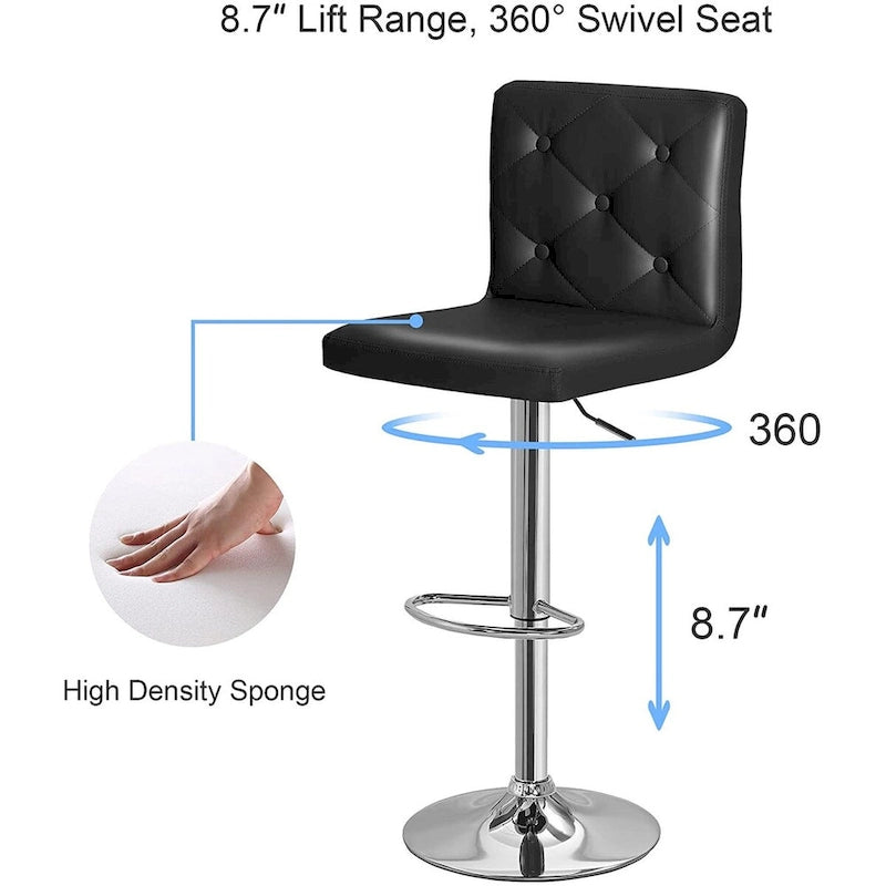 Javlergo Lot de 2 tabourets de bar réglables pivotants en cuir synthétique avec dossier et repose-pieds