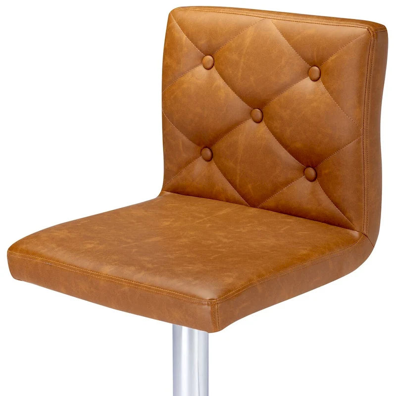 Javlergo Lot de 2 tabourets de bar réglables pivotants en cuir synthétique avec dossier et repose-pieds