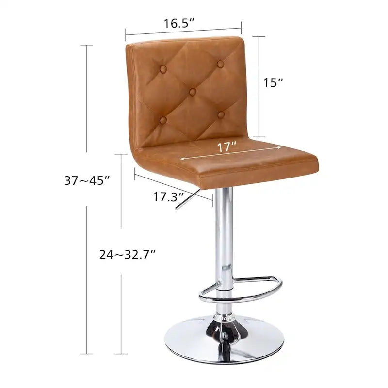 Javlergo Lot de 2 tabourets de bar réglables pivotants en cuir synthétique avec dossier et repose-pieds