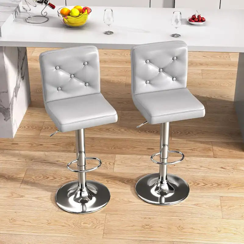 Javlergo Lot de 2 tabourets de bar réglables pivotants en cuir synthétique avec dossier et repose-pieds