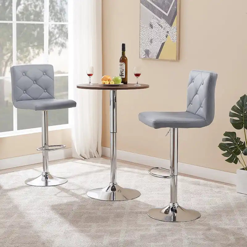 Javlergo Lot de 2 tabourets de bar réglables pivotants en cuir synthétique avec dossier et repose-pieds
