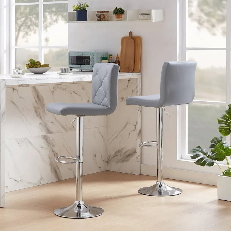 Javlergo Lot de 2 tabourets de bar réglables pivotants en cuir synthétique avec dossier et repose-pieds