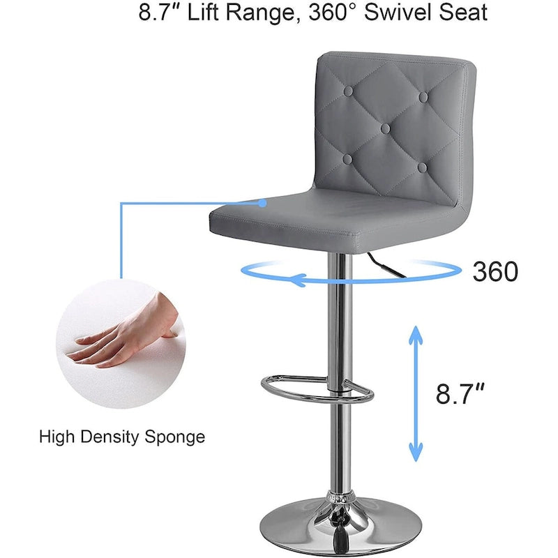 Javlergo Lot de 2 tabourets de bar réglables pivotants en cuir synthétique avec dossier et repose-pieds