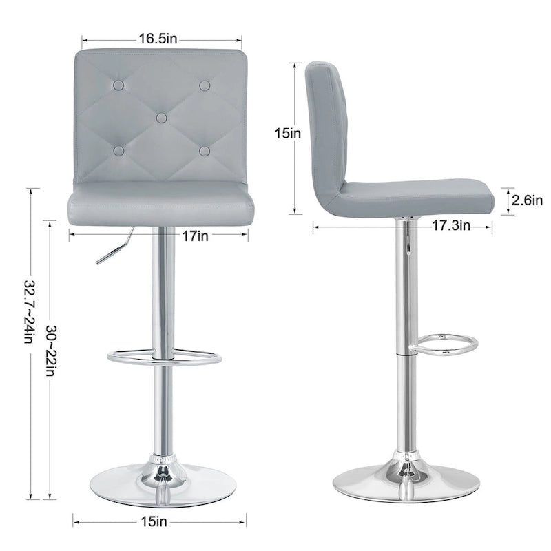 Javlergo Lot de 2 tabourets de bar réglables pivotants en cuir synthétique avec dossier et repose-pieds