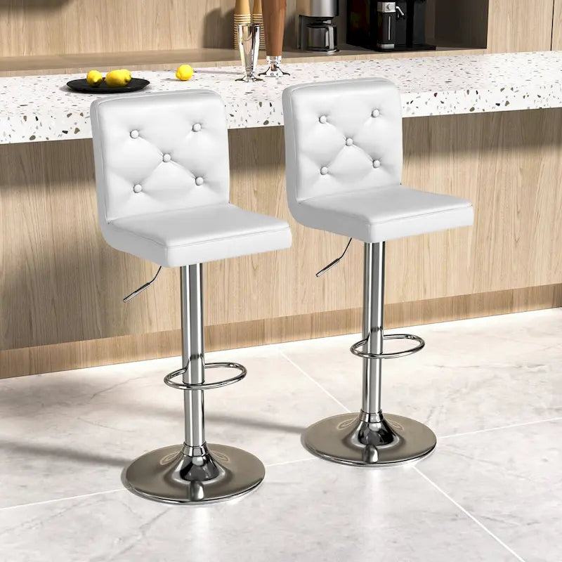 Javlergo Lot de 2 tabourets de bar réglables pivotants en cuir synthétique avec dossier et repose-pieds