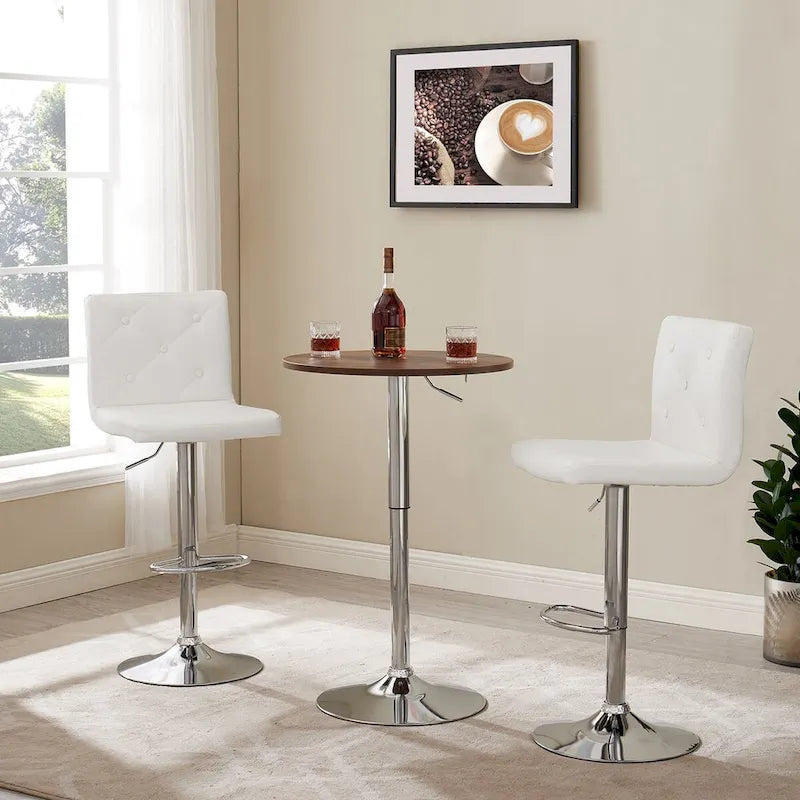 Javlergo Lot de 2 tabourets de bar réglables pivotants en cuir synthétique avec dossier et repose-pieds