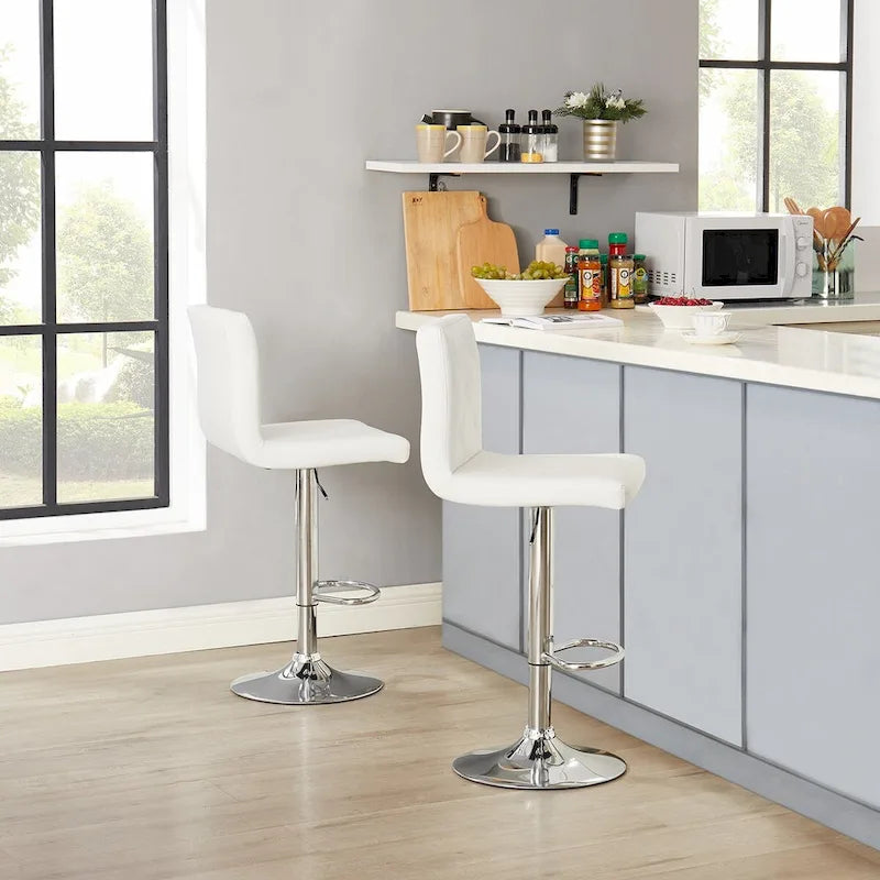 Javlergo Lot de 2 tabourets de bar réglables pivotants en cuir synthétique avec dossier et repose-pieds
