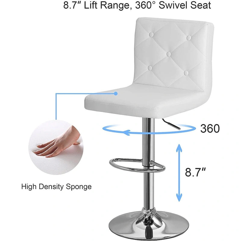 Javlergo Lot de 2 tabourets de bar réglables pivotants en cuir synthétique avec dossier et repose-pieds