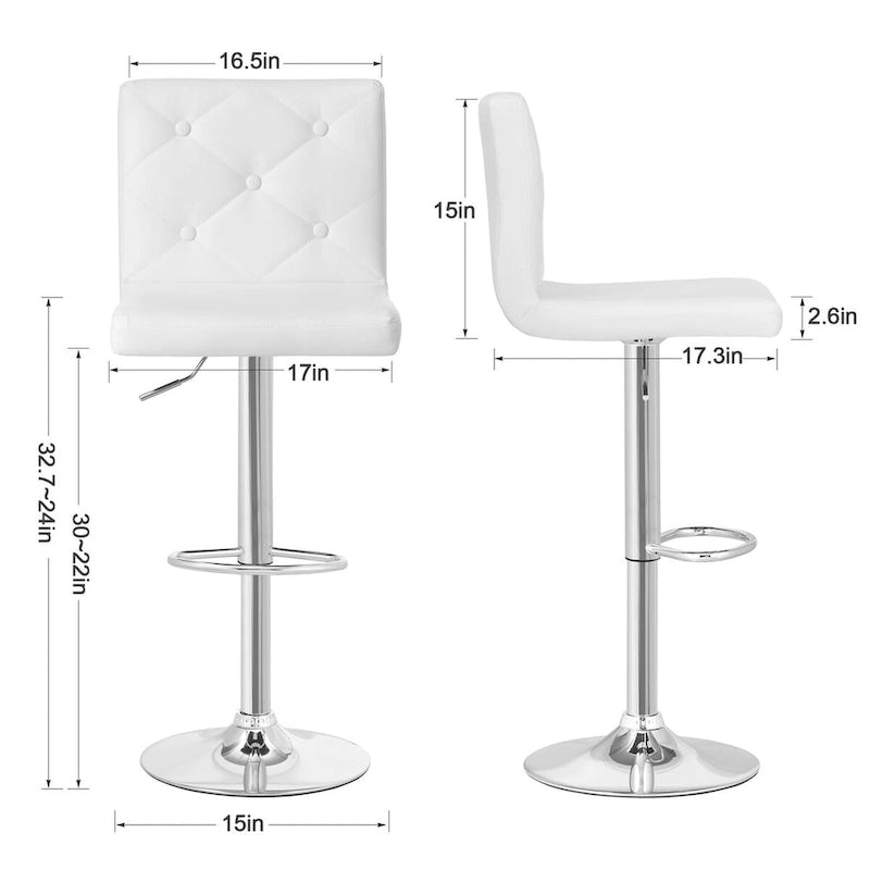 Javlergo Lot de 2 tabourets de bar réglables pivotants en cuir synthétique avec dossier et repose-pieds