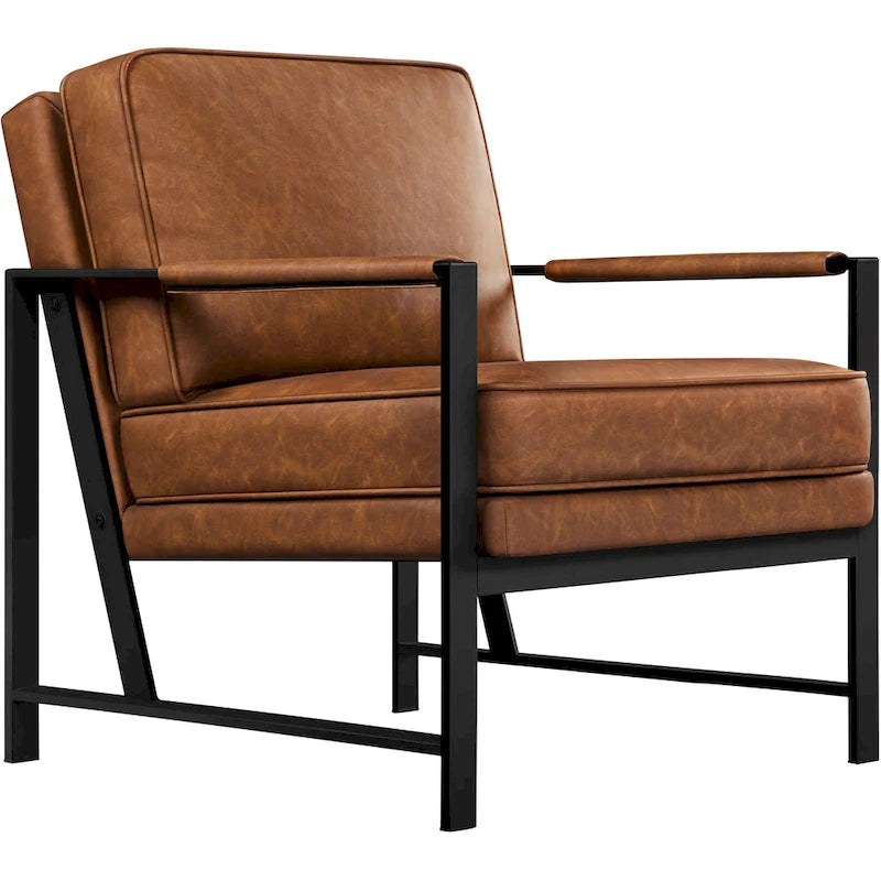 Yaheetech Fauteuil d'appoint rétro en similicuir