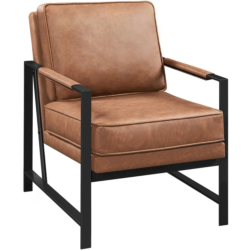 Yaheetech Fauteuil d'appoint rétro en similicuir