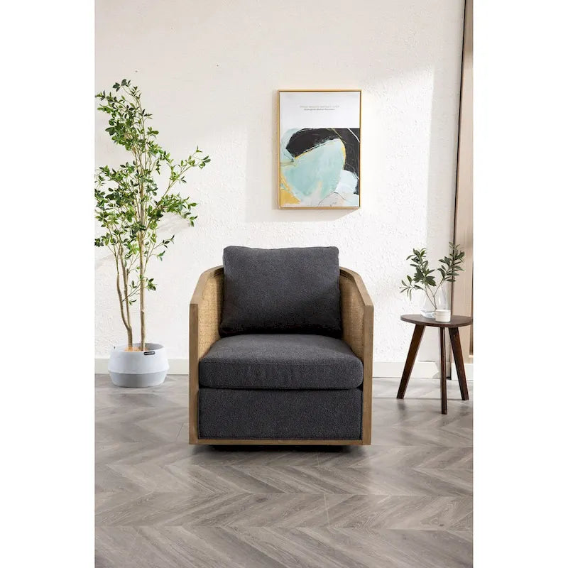 Fauteuil canapé circulaire confortable dans le salon, fauteuil club pivotant à 360 degrés
