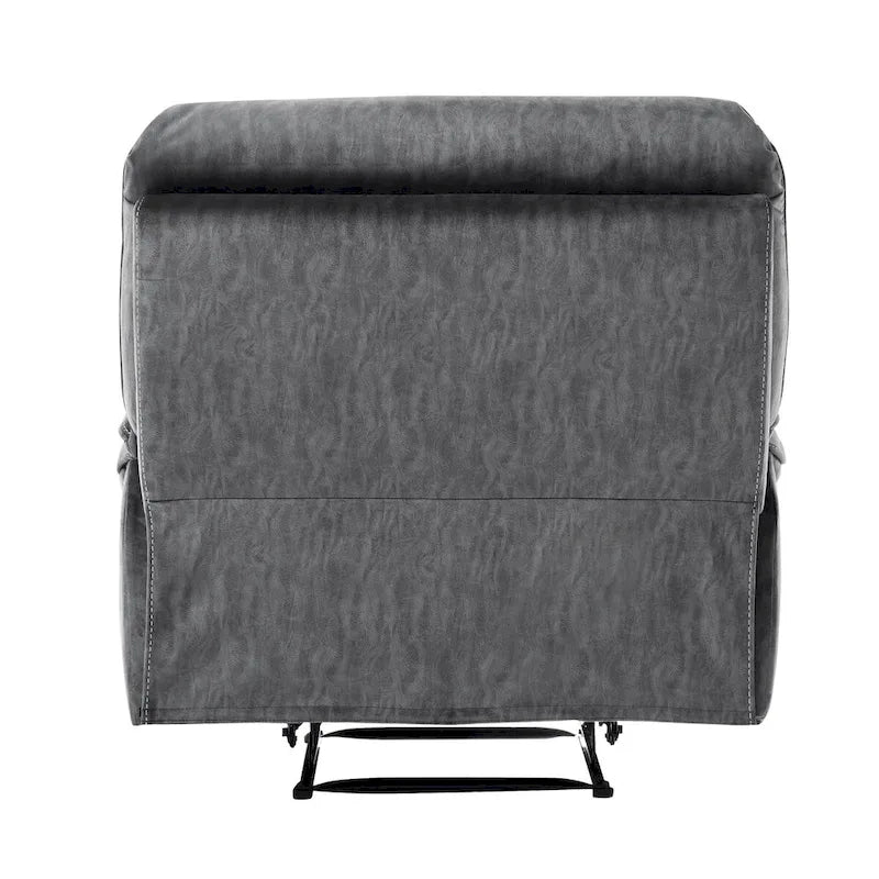 Fauteuil inclinable manuel Muir 38 pouces, microfibre grise à dossier capitonné, bois massif