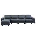 Canapé sectionnel d'angle moderne et convertible avec remplissage en plumes et méridienne réversible - 129.9L x 72P x 31.5H