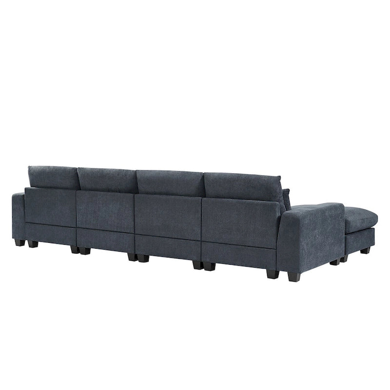 Canapé sectionnel d'angle moderne et convertible avec remplissage en plumes et méridienne réversible - 129.9L x 72P x 31.5H