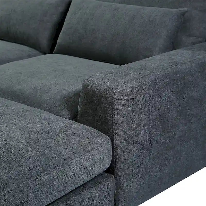 Canapé sectionnel d'angle moderne et convertible avec remplissage en plumes et méridienne réversible - 129.9L x 72P x 31.5H